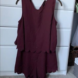 H&M Maroon Scallop Romper